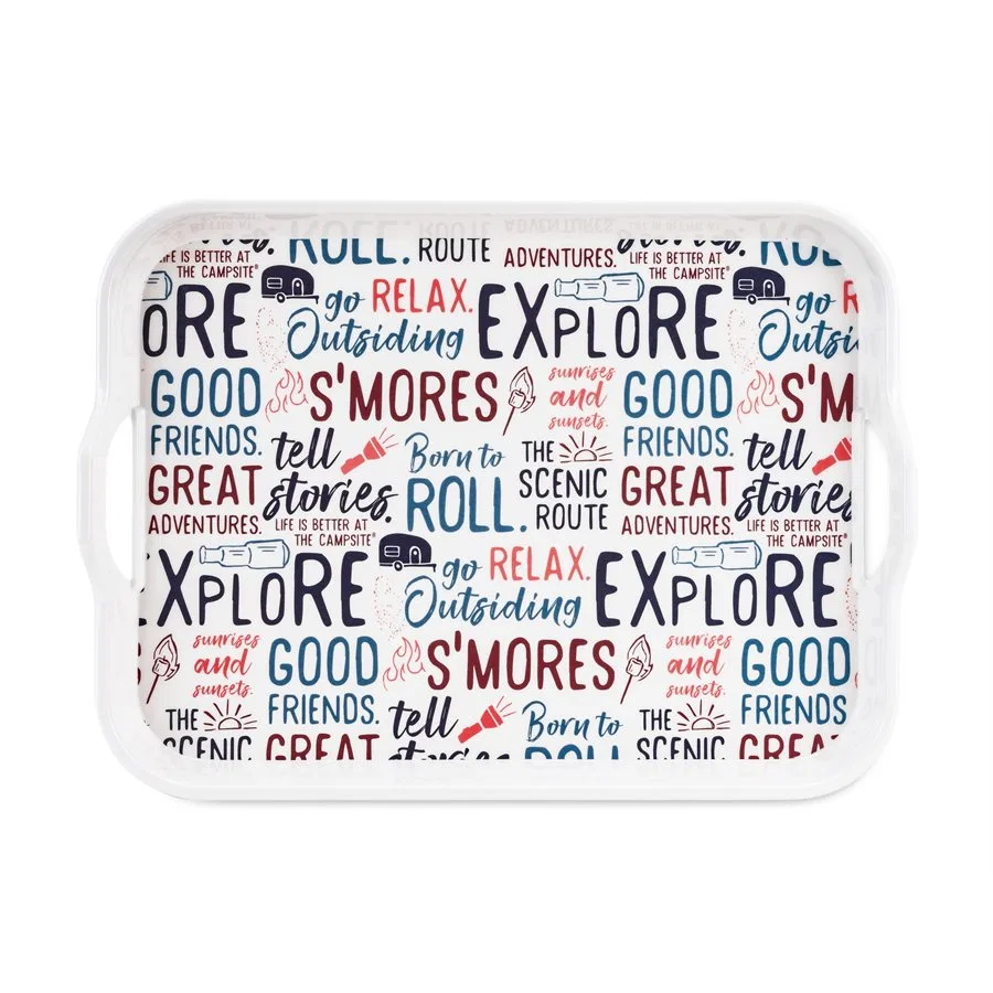 53486 – CAMCO Serving Tray, Rectangular 17-5/8 Inch Length x 12-3/4 Inch Width x 1-7/8 Inch Depth Graffiti Camping De...